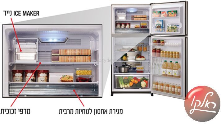 מקרר מקפיא עליון 2 דלתות Sharp SJ-3650BK שארפ 517 ליטר | פיקוד שבת - יבואן רשמי – תמונה 6