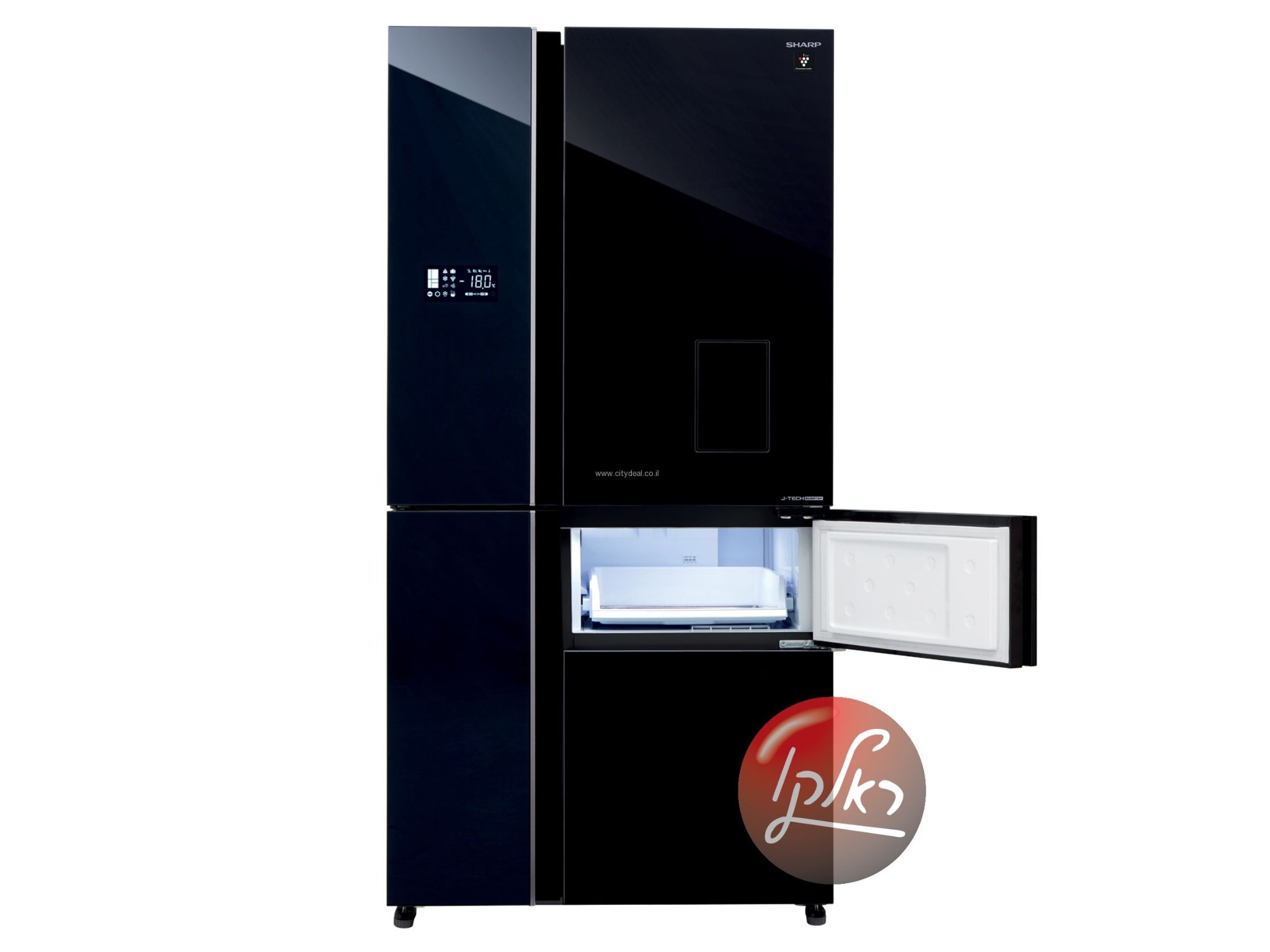 מקרר 5 דלתות Sharp SJ-9731 – 661 ליטר מהדרין עם PLASMACLUSTER וחלל ענק ללא מחיצה זכוכית שחורה | יבואן רשמי – תמונה 4