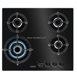 Zanussi ZGO68420BA כיריים גז 60 ס״מ זכוכית שחורה זנוסי יבואן רשמי | משלוח מהיר