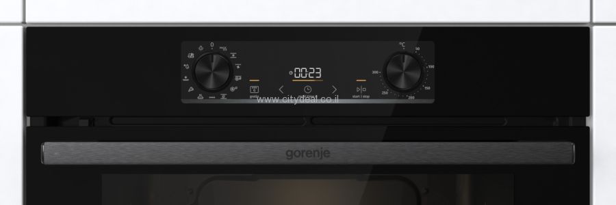 תנור אפייה בנוי פירוליטי 77 ל׳ Gorenje BPS6737E14BG | 360° MultiFlow | זכוכית שחורה | – תמונה 4
