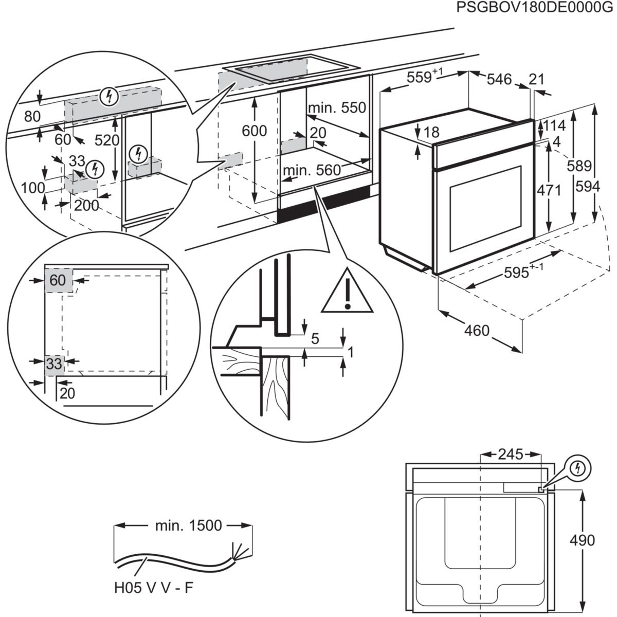 תנור בנוי פירוליטי AEG דגם BPE255632B סדרת Frame – תמונה 3