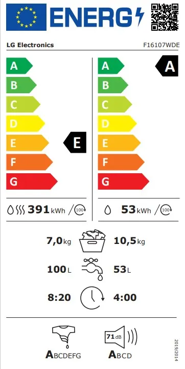 LG F16107WDE מכונת כביסה משולבת מייבש 10+7 ק״ג | יבואן רשמי – תמונה 5