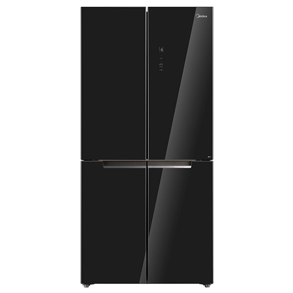 מקרר 4 דלתות מקפיא תחתון מידאה 470 ליטר (Midea HQ611R (6356 זכוכית שחורה - יבואן רשמי | משלוח מהיר