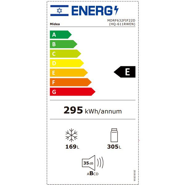 מקרר 4 דלתות מקפיא תחתון מידאה 470 ליטר (Midea HQ611R (6356 זכוכית שחורה - יבואן רשמי | משלוח מהיר – תמונה 4
