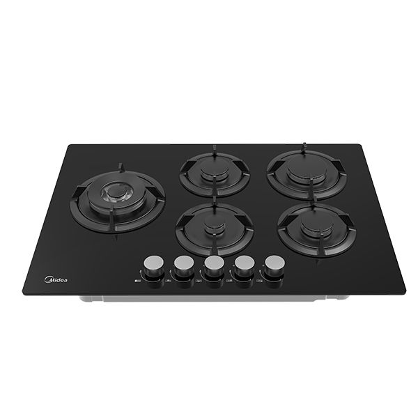 כיריים גז 5 להבות MIDEA דגם 75GH503 - זכוכית שחורה, מבערים איטלקיים DEFENDI – תמונה 2