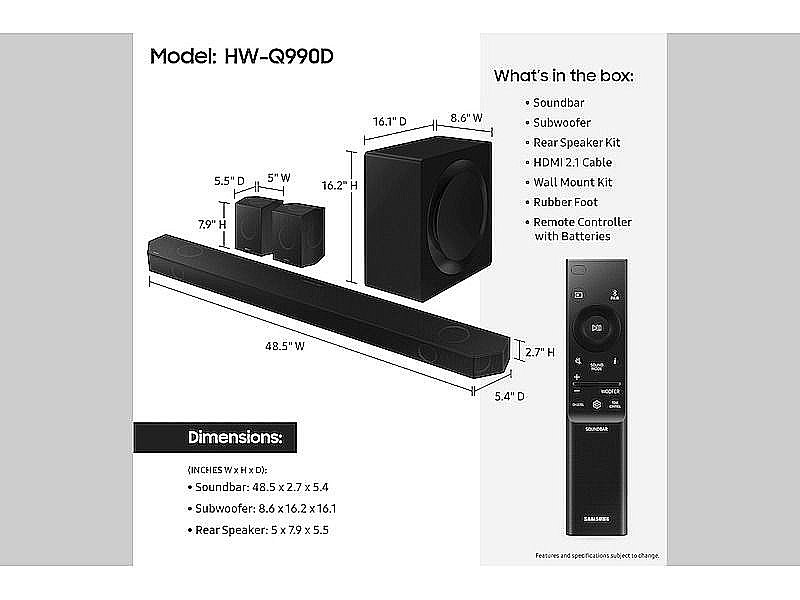 מקרן קול אלחוטי SAMSUNG HW-Q990D Q-Series 11.1.4 Ch. Wireless Dolby Atmos סמסונג ישראל | משלוח מהיר – תמונה 5