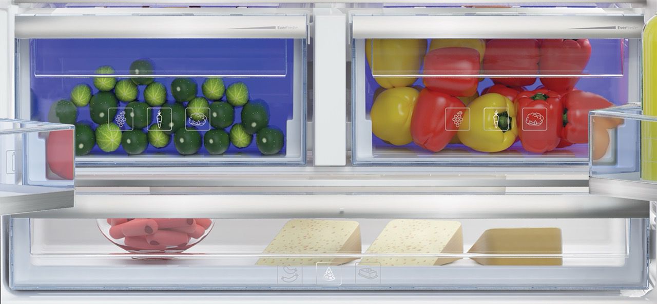 מקרר 4 דלתות מקפיא תחתון Beko GN1406222GB גימור זכוכית שחורה יבואן רשמי – תמונה 4