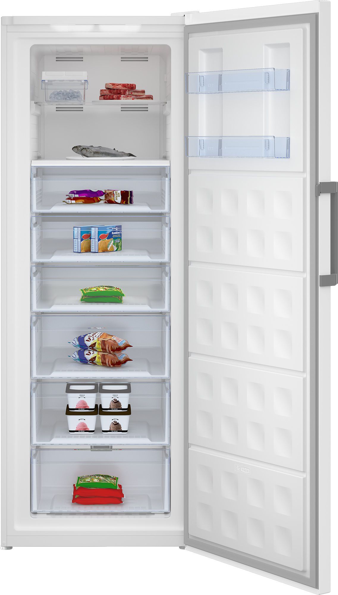 מקפיא 8 מגירות Beko RFNE448E36W לבן 404 ליטר | יבואן רשמי שנתיים אחריות – תמונה 2