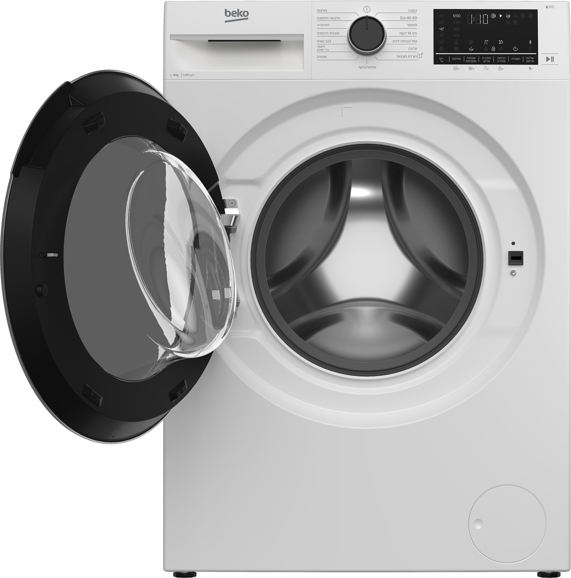 מכונת כביסה 8 קילו Beko B3WFT58220W לבן | יבואן רשמי שנתיים אחריות – תמונה 3