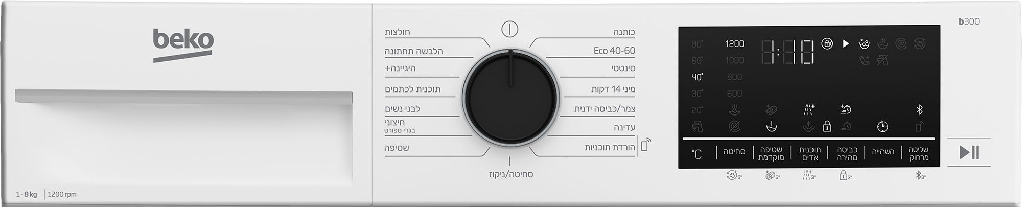 מכונת כביסה 8 קילו Beko B3WFT58220W לבן | יבואן רשמי שנתיים אחריות – תמונה 6