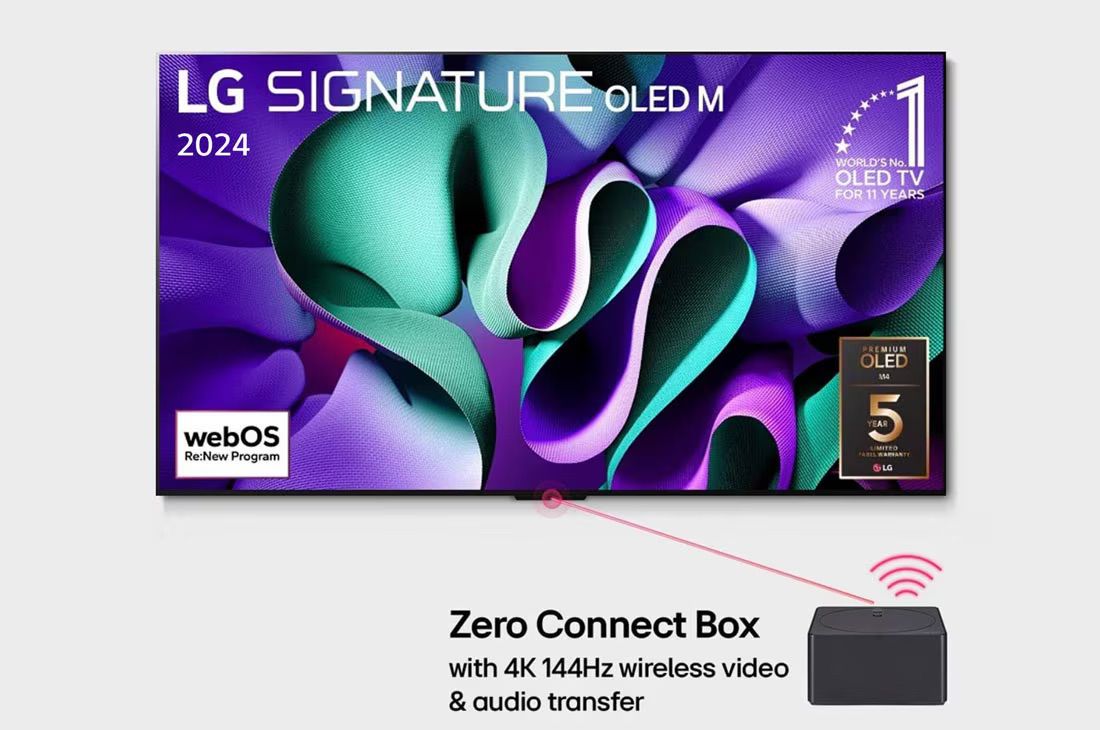 טלוויזיית LG OLED65M46LA SIGNATURE M4 – מסך OLED אלחוטי 65 אינץ׳ עם Zero Connect | יבואן רשמי