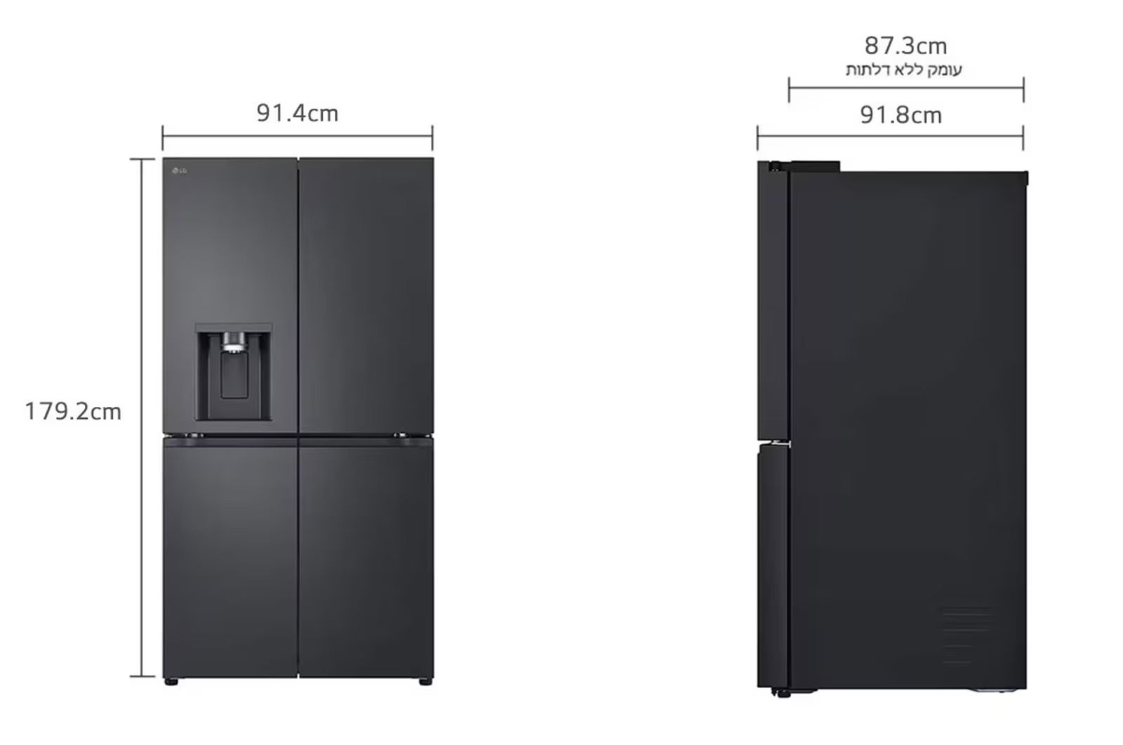 מקרר 4 דלתות LG GR-930BDIS נפח 842 ליטר | התקן שבת | ThinQ | נירוסטה מושחרת | יבואן רשמי – תמונה 8
