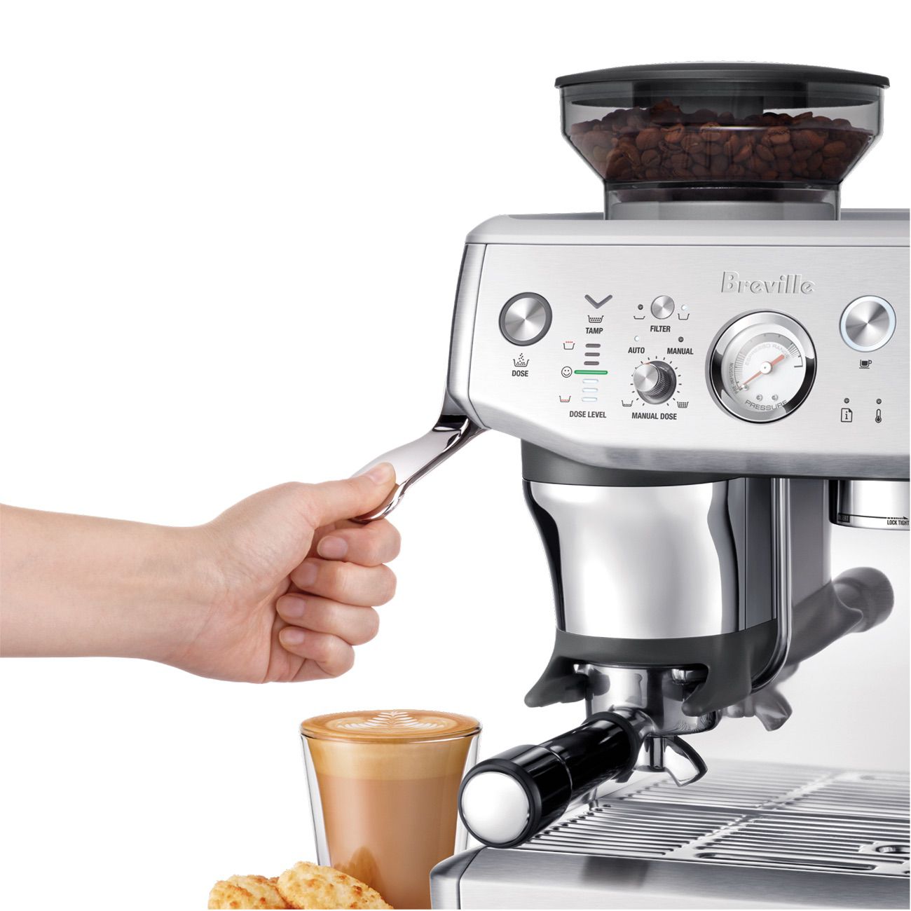 Breville Barista Express Impress BES876BSS - מכונת אספרסו עם מטחנה מובנית, 25 דרגות טחינה והקצפת חלב מקצועית | יבואן רשמי | משלוח מהיר – תמונה 2