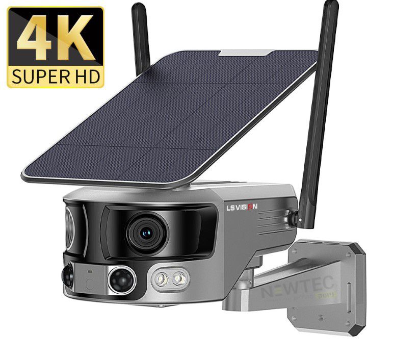 מצלמה סולארית עדשה פנורמית 180° NEWTEC LSMS2 4G 4K UHD – תמונה 2