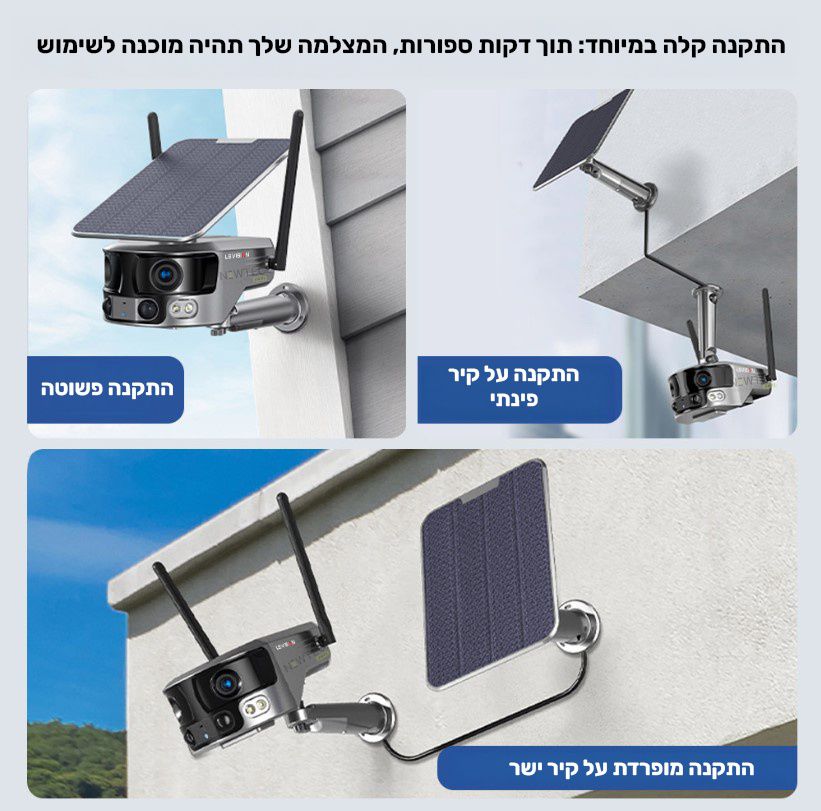 מצלמה סולארית עדשה פנורמית 180° NEWTEC LSMS2 4G 4K UHD – תמונה 3