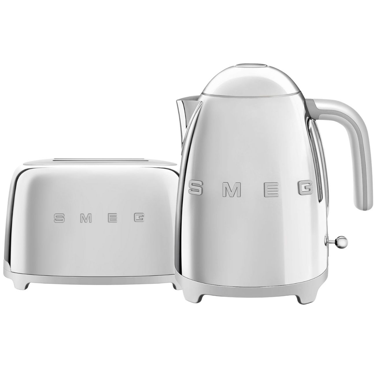 סט ארוחת בוקר רטרו SMEG - קומקום ומצנם תואמים במבצע - גוון נירוסטה | משלוח מהיר
