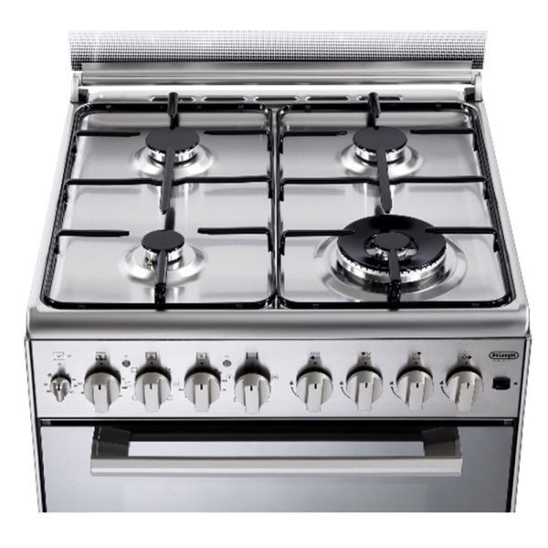 תנור דו תאי משולב כיריים גז 4 להבות 60 ס"מ Delonghi DCS12EDX נירוסטה