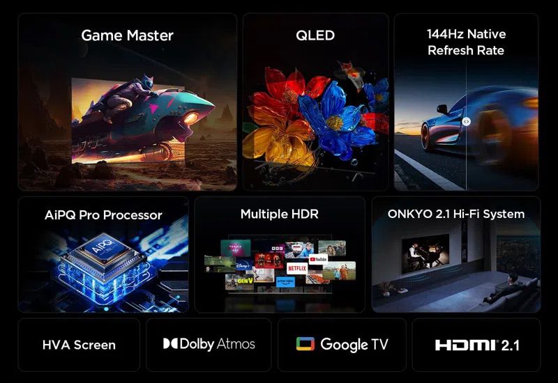 טלוויזיה חכמה 55 אינץ' TCL 55P8K QLED 4K עם Google TV יבואן רשמי | משלוח מהיר – תמונה 4
