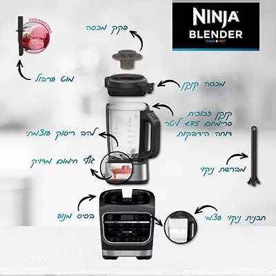 בלנדר חם קר Ninja HB153 – שייקים, מרקים ורטבים עם 12 תוכניות Auto-iQ | יבואן רשמי-משלוח מהיר – תמונה 8