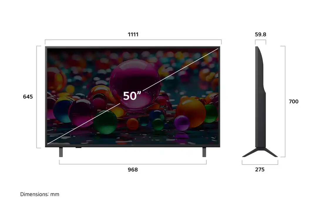 טלוויזיה חכמה 50 אינץ' LG 50UA80006LC עם 4K HDR10 webOS25 2025 | יבואן רשמי-משלוח מהיר