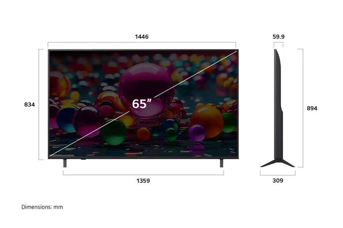 LG 65UA80006LC – טלוויזיה חכמה 65 אינץ' 4K HDR10 webOS25 2025 | יבואן רשמי