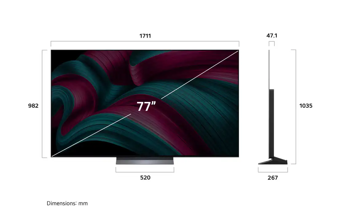 טלוויזיה חכמה 77 אינץ' LG 4K 144Hz OLED evo C5 דגם OLED77C56LA מסך אל ג'י סמארט יבואן רשמי - משלוח מהיר