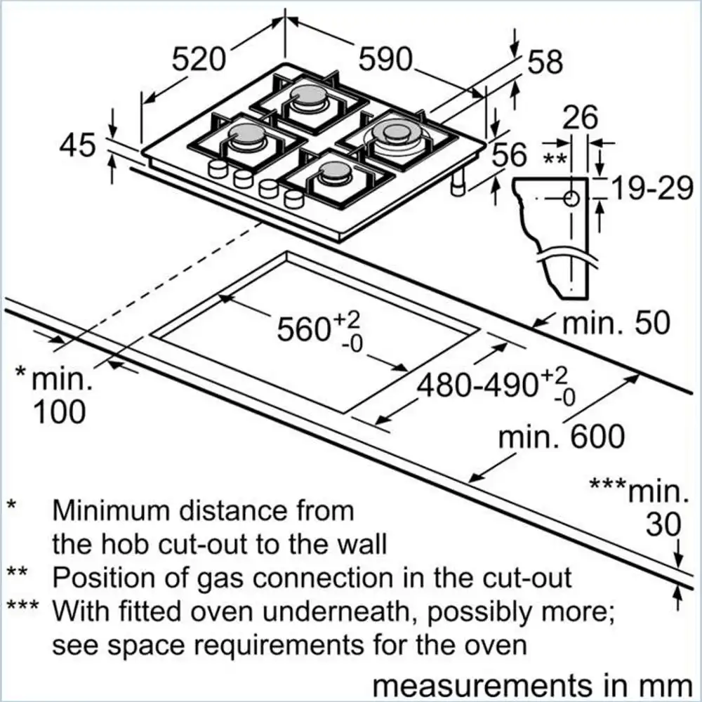 Bosch PPH6A6I10Y - כיריים גז 4 להבות עם FlameSelect | יבואן רשמי – תמונה 3