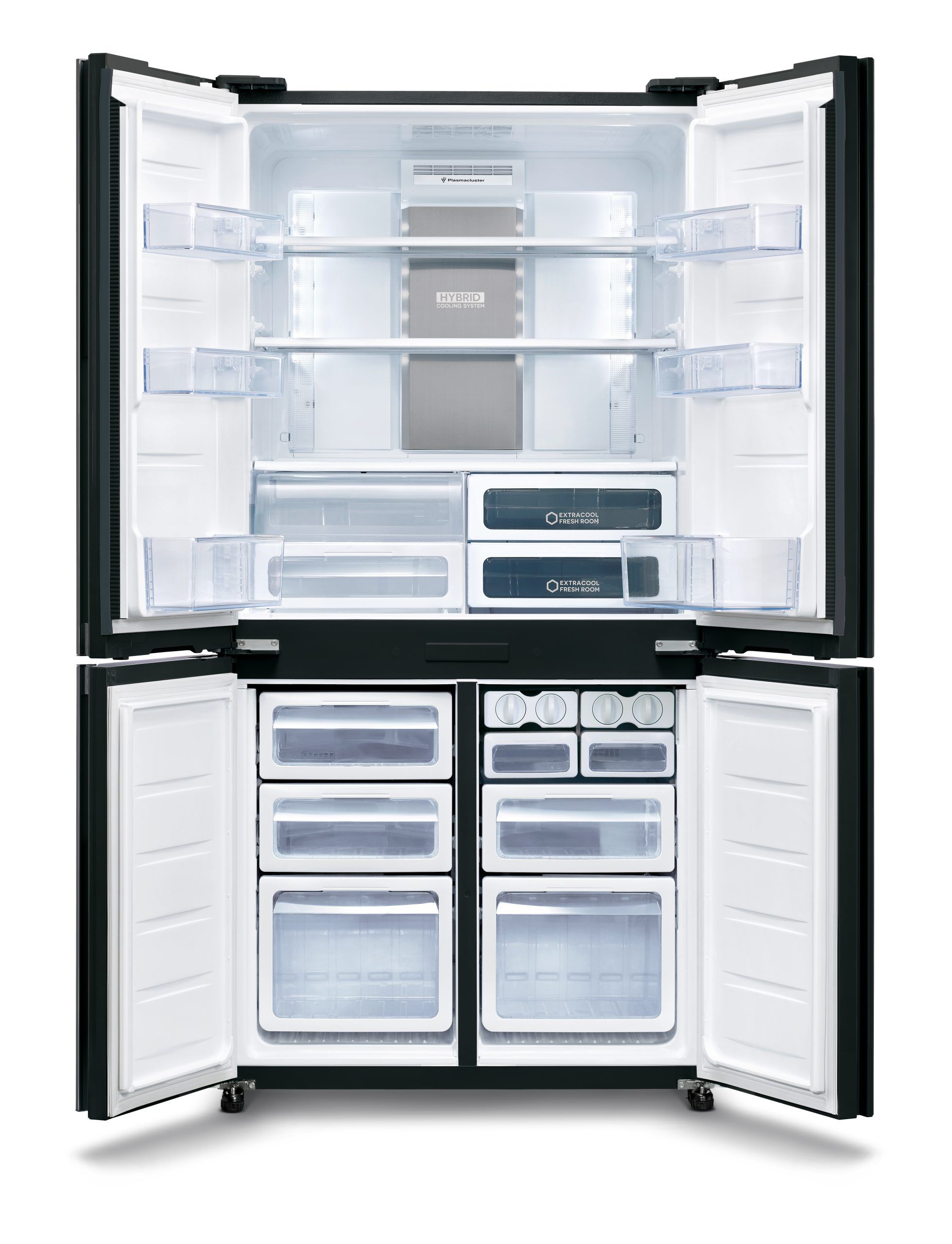 מקרר שארפ 4 דלתות מקפיא תחתון Sharp SJ-9160BS בנפח 607 ליטר אינוורטר כסוף עם פיקוד שבת - יבואן רשמי
