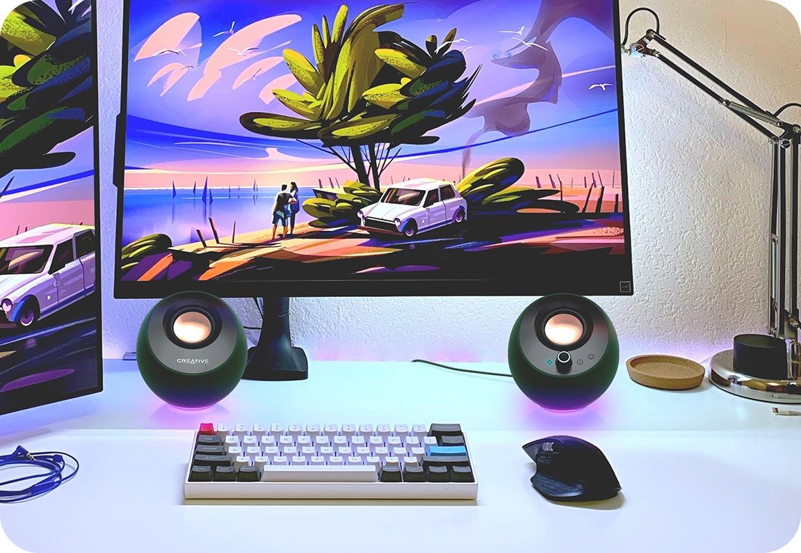 רמקולים למחשב Creative Pebble PRO קריאייטיב עוצמתיים עם תאורת RGB וחיבור USB-C שחור יבואן רשמי