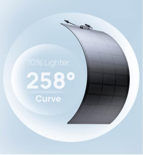 EcoFlow 100W תאים חד גבישיים עם מבנה סיבי זכוכית תאי סיליקון חד גבישיים בפאנל סולארי גמיש EcoFlow 100W