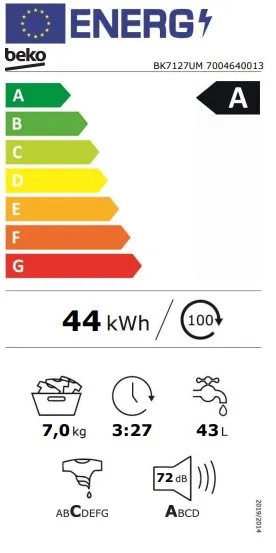 BEKO BK7127UM- מכונת כביסה פתח קדמי 7 ק"ג לבן בקו | יבואן רשמי | משלוח מהיר – תמונה 4