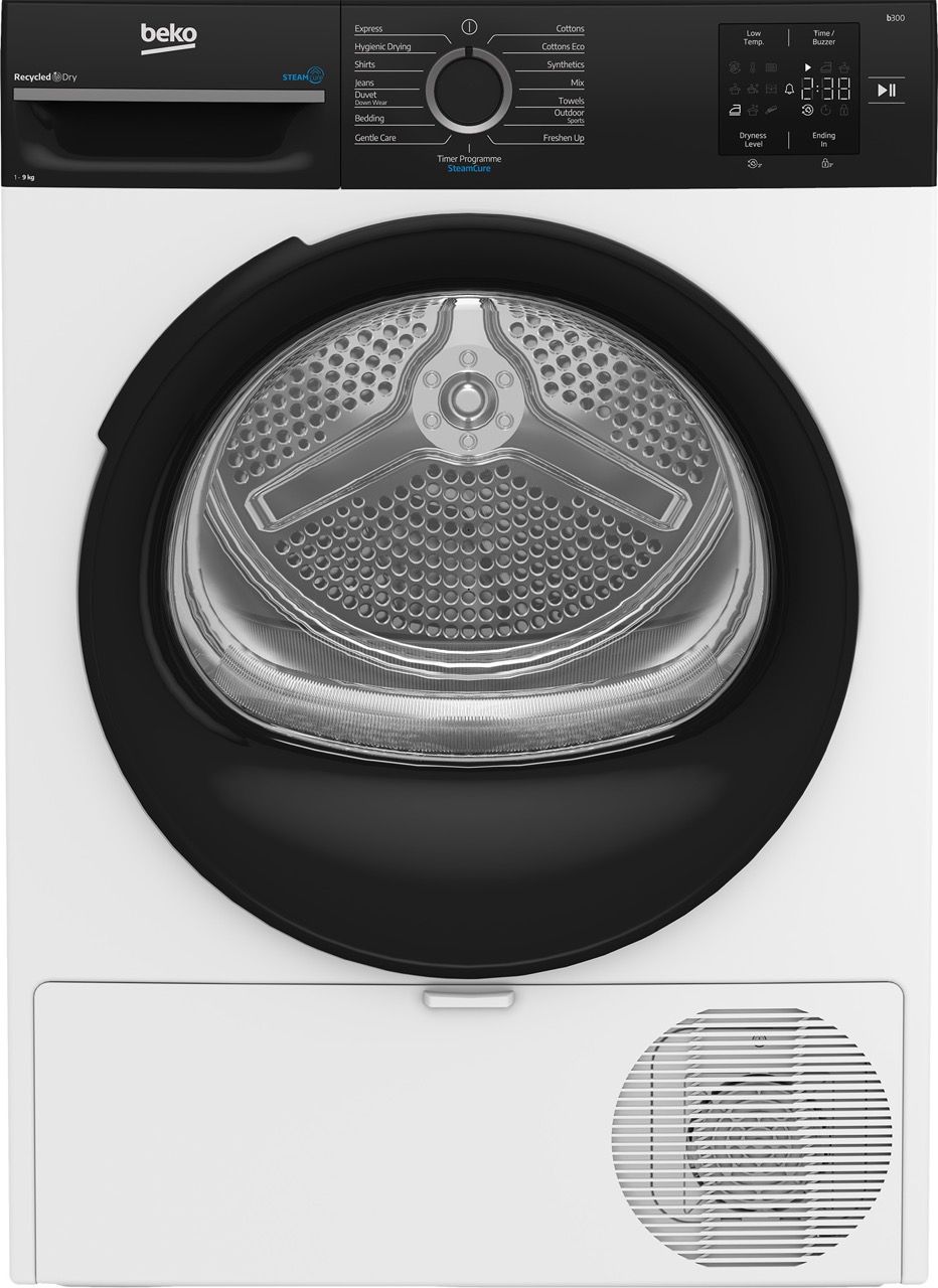 מייבש כביסה 9 ק"ג Beko BM3T4935W עם קונדנסור משאבת חום וטיפול בקיטור - יבואן רשמי
