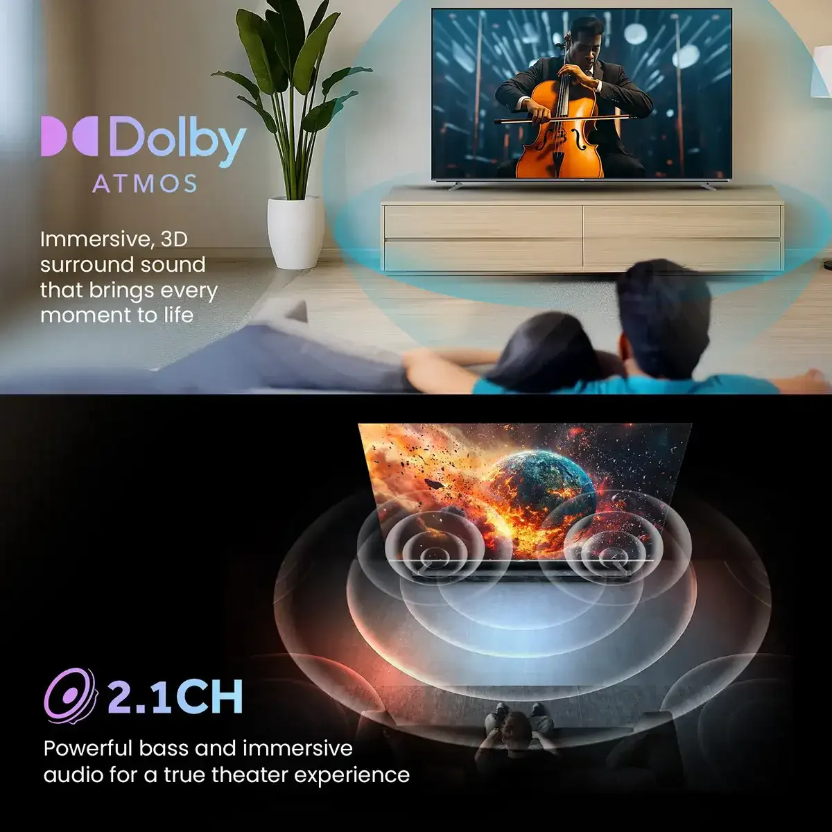 Haier H75M80FUX - טלוויזיה חכמה 75 אינץ' QD-Mini LED 4K עם סאונד מבית KEF – תמונה 8