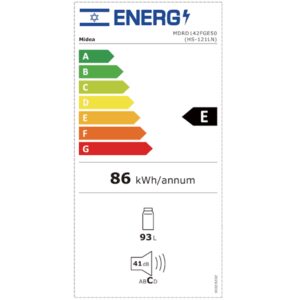Midea HS-121LN – מקרר משרדי קומפקטי 93 ליטר כסוף מידאה לבית ולמשרד | יבואן רשמי
