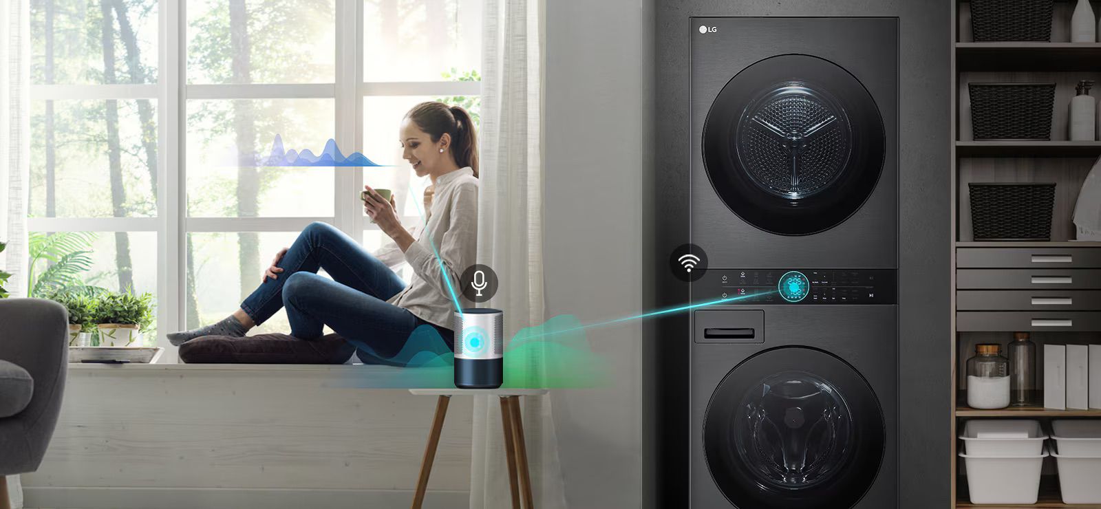 LG WT40 – מכונת כביסה 12 ק״ג + מייבש 10 ק״ג במגדל שחור יוקרתי – תמונה 14