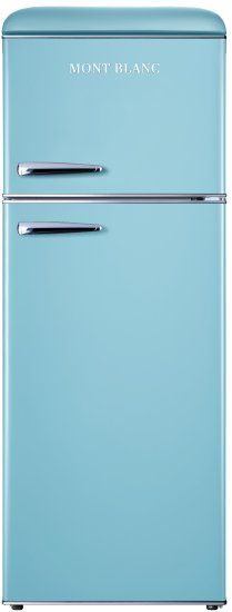 מקרר 2 דלתות מקפיא עליון רטרו MONT BLANC MBR-290DF-BLU מונט בלנק בנפח 215 ליטר כחול פסטל - יבואן רשמי – תמונה 3