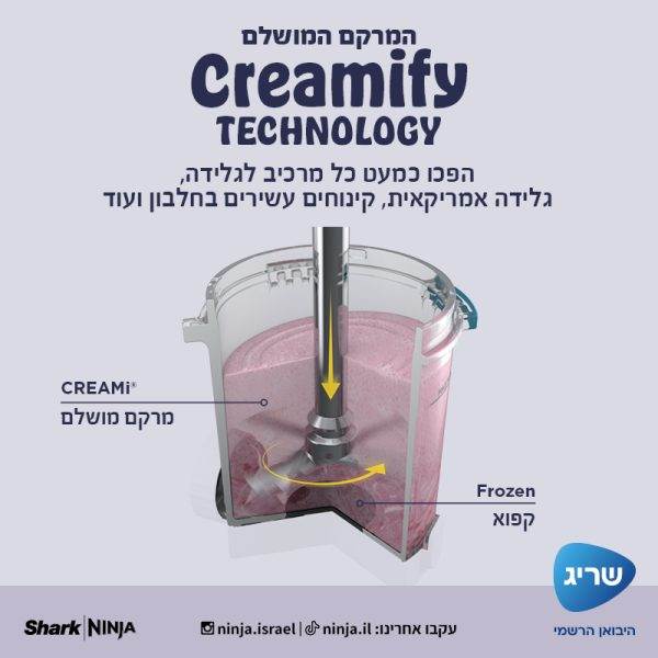 מכונת גלידה אמריקאית Ninja CREAMi NC701 Spoon & Spin נינג'ה עם 13 תוכניות חכמות - יבואן רשמי – תמונה 6