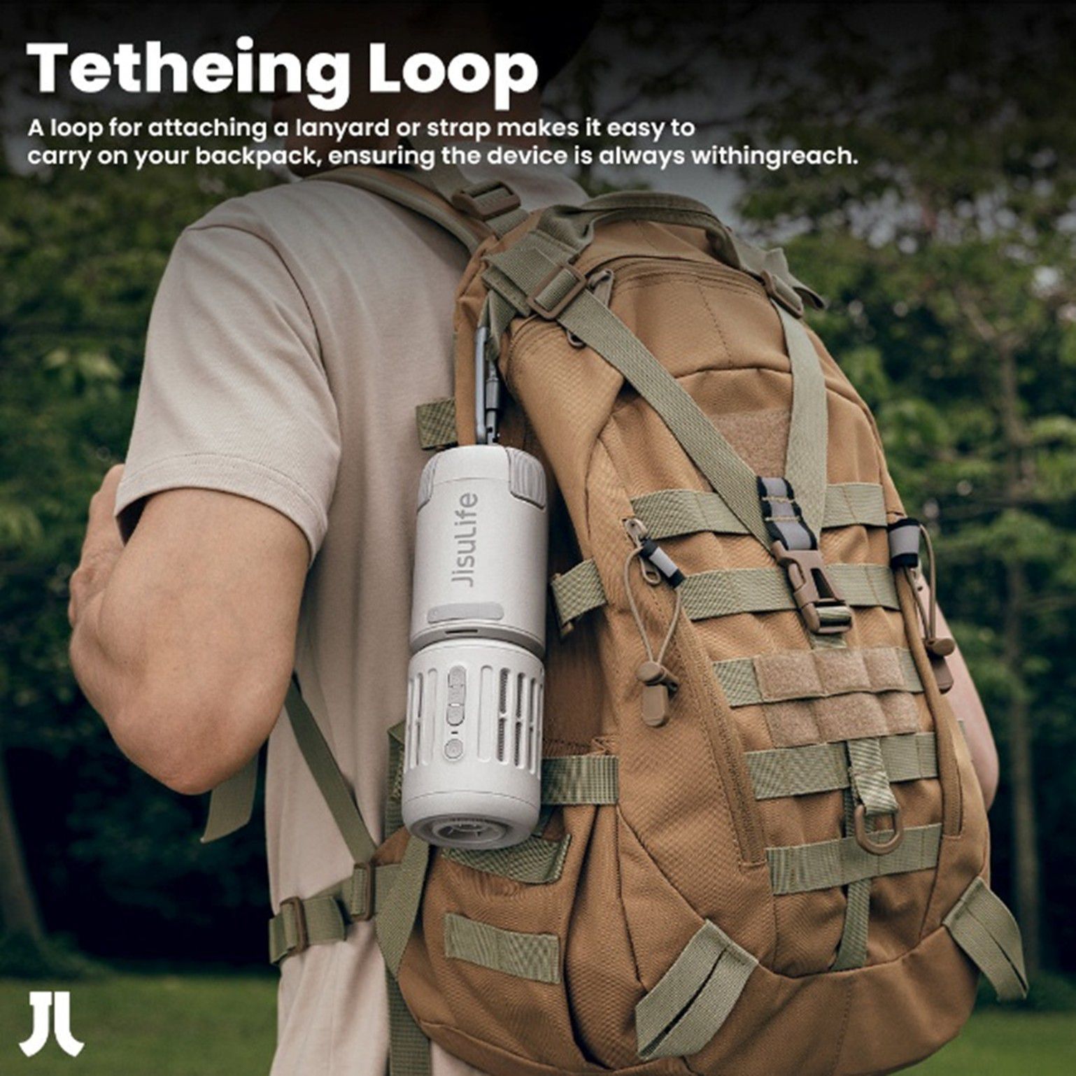 JISULIFE OUTDOOR ULTRA1 - מאוורר שטח עוצמתי נייד לקמפינג וטיולים, סוללה 13,500mAh ותאורת שטח | יבואן רשמי – תמונה 3