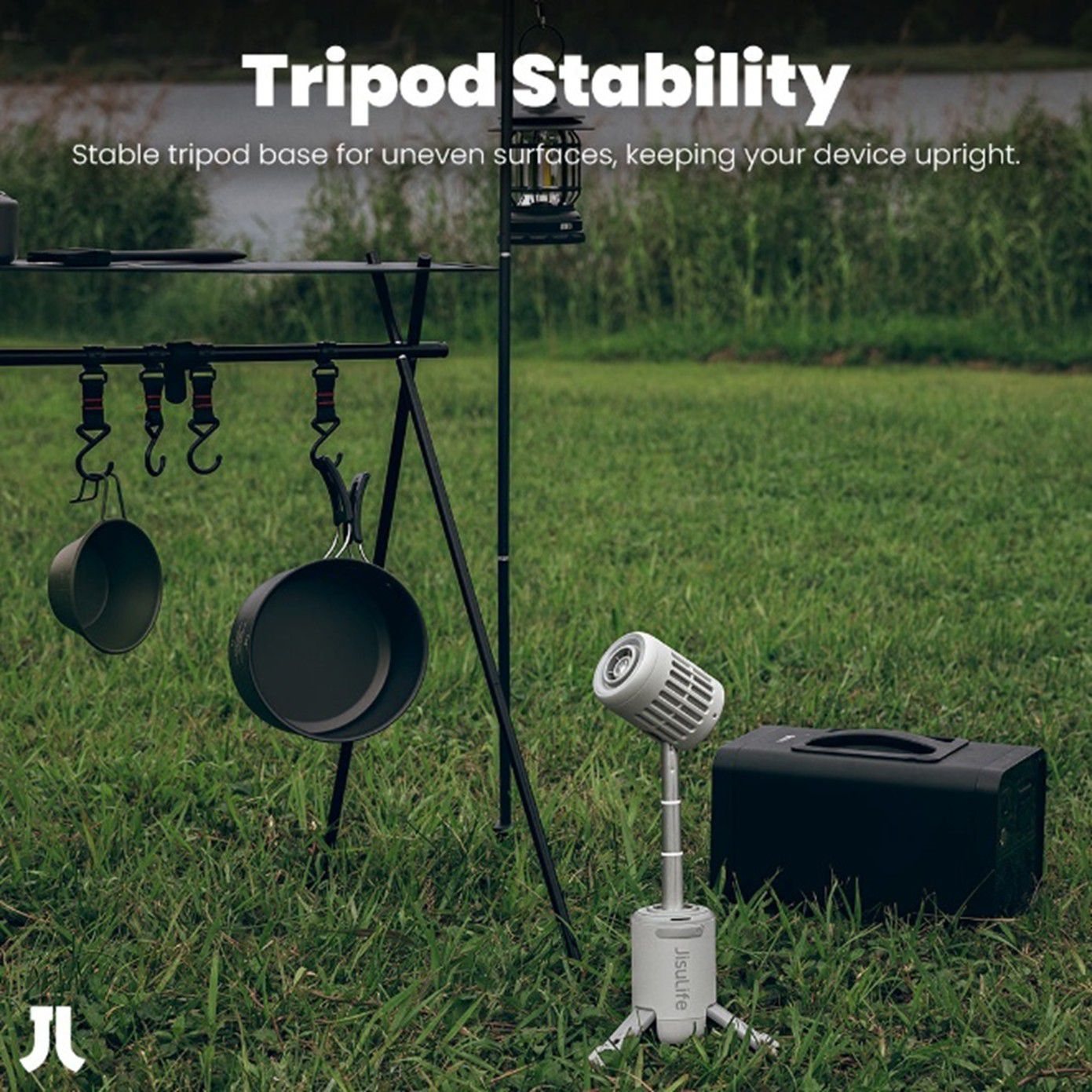 JISULIFE OUTDOOR ULTRA1 - מאוורר שטח עוצמתי נייד לקמפינג וטיולים, סוללה 13,500mAh ותאורת שטח | יבואן רשמי – תמונה 4