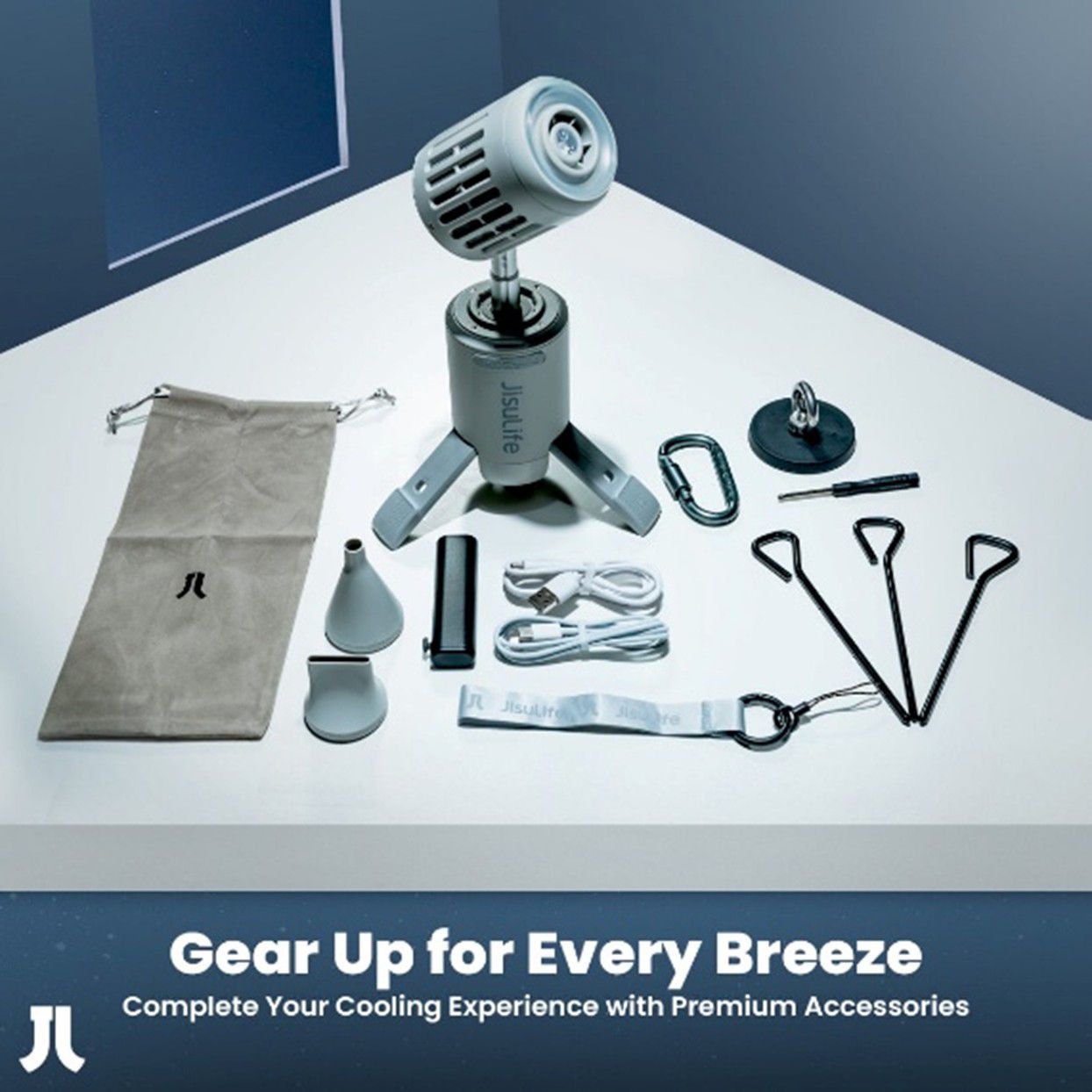 JISULIFE OUTDOOR ULTRA1 - מאוורר שטח עוצמתי נייד לקמפינג וטיולים, סוללה 13,500mAh ותאורת שטח | יבואן רשמי – תמונה 6