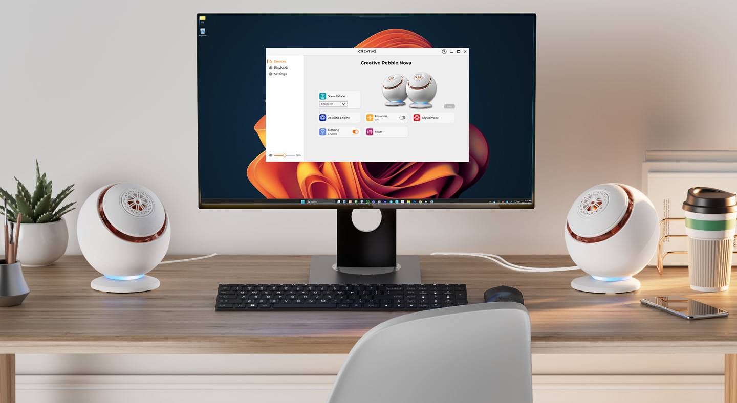 רמקולים למחשב Creative Pebble Nova קריאייטיב 2.0 בלוטוס USB-C בצבע לבן כולל מטען 65W יבואן רשמי – תמונה 2