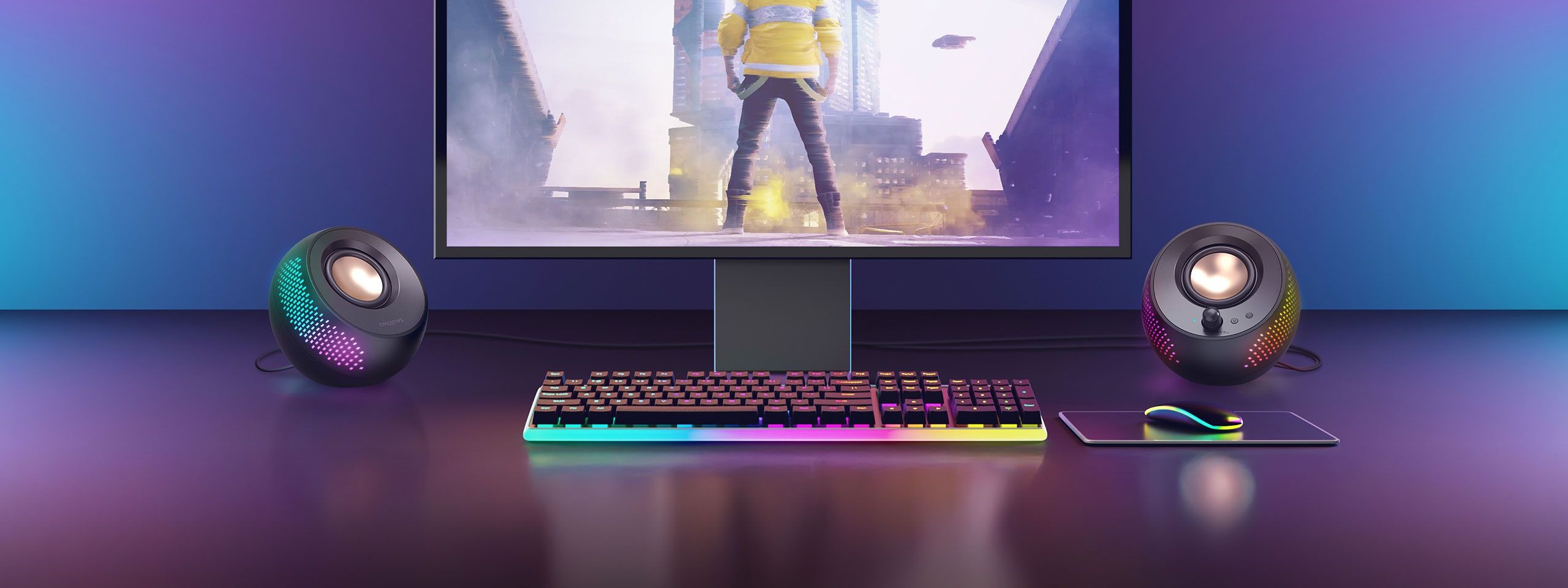 רמקולים למחשב Creative Pebble X עם תאורת RGB ועוצמת 60W לקונסולות וגיימינג קריאייטיב יבואן רשמי – תמונה 3