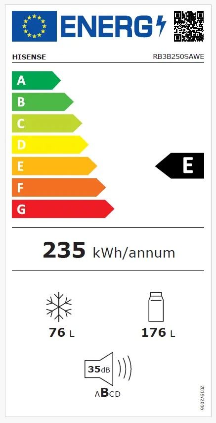 מקרר אינטגרלי Hisense RB3B250SEWE1 הייסנס 252 ליטר אינוורטר עם תא גמיש ConvertActive יבואן רשמי – תמונה 3