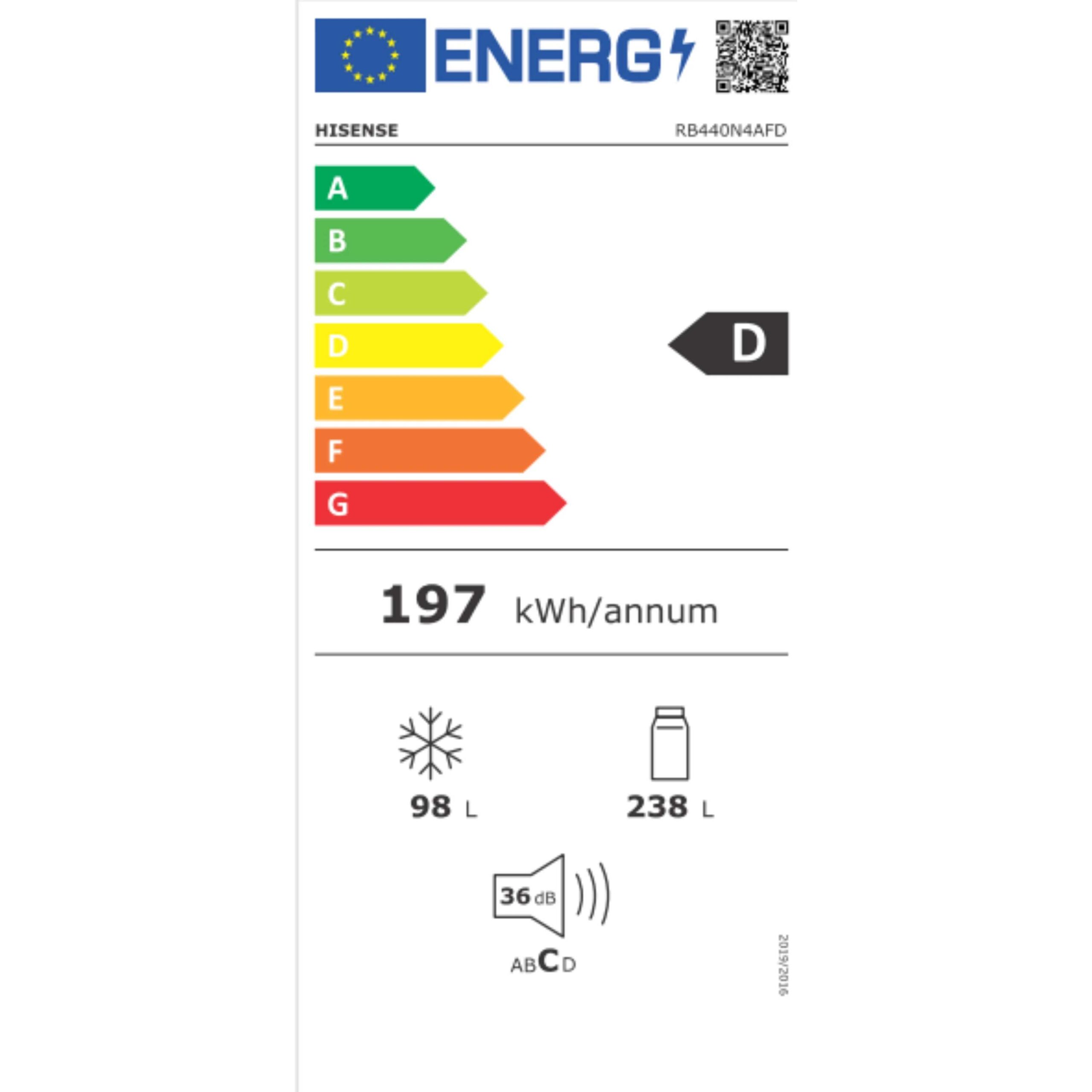Hisense RB440N4AFD – מקרר 2 דלתות 336 ליטר NoFrost עם מקפיא תחתון Inverter נירוסטה מושחרת | יבואן רשמי – תמונה 3