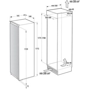מקרר אינטגרלי 2 דלתות Gorenje RI517E62WF בנפח 300 ליטר ורוחב 54 ס"מ מבית גורנייה יבואן רשמי
