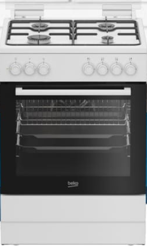 Beko FSE62122DWDSL תנור משולב כיריים בקו 72 ליטר 4 מבערי גז צבע לבן רוחב 60 טורבו - יבואן רשמי