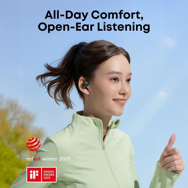 soundcore AeroFit 2 - אוזניות Open Ear בצבע שחור עם תרגום AI בזמן אמת | יבואן רשמי