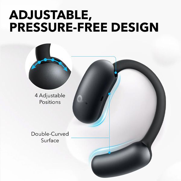 soundcore AeroFit 2 - אוזניות Open Ear בצבע שחור עם תרגום AI בזמן אמת | יבואן רשמי – תמונה 4