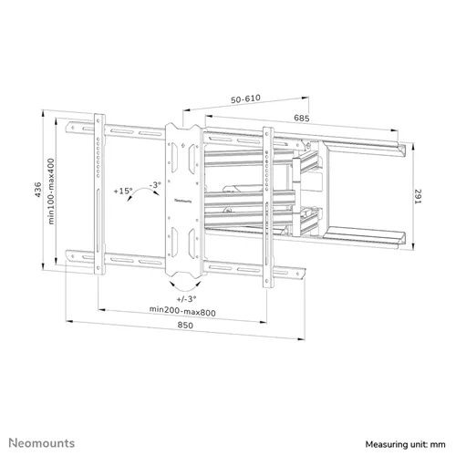Neomounts WL40S-850BL18 - זרוע נישה למסכים 43-86 אינץ' עם הטיה, סיבוב ומשיכה מהקיר | יבואן רשמי – תמונה 9
